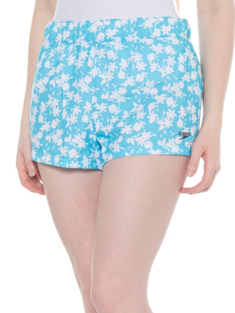 Speedo Vibe Volley Swim Shorts Women's size M - Blue Floral - UPF 50+ Protection